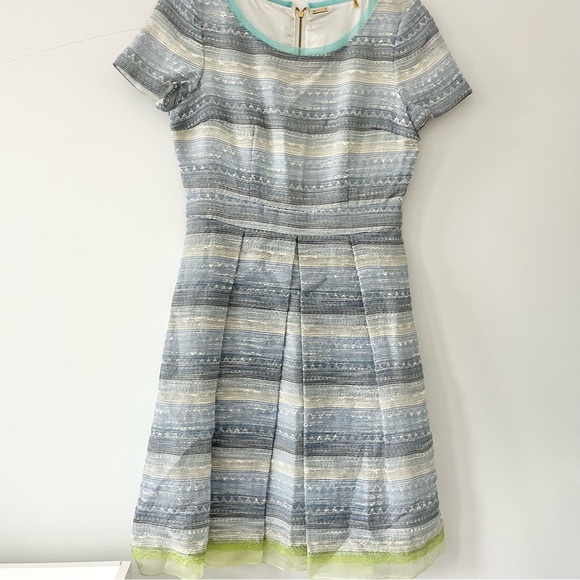 Elie Tahari Glenda Tweed Lace Cocktail Dress White Blue Green Lined Layered US 6 - Picture 2 of 12